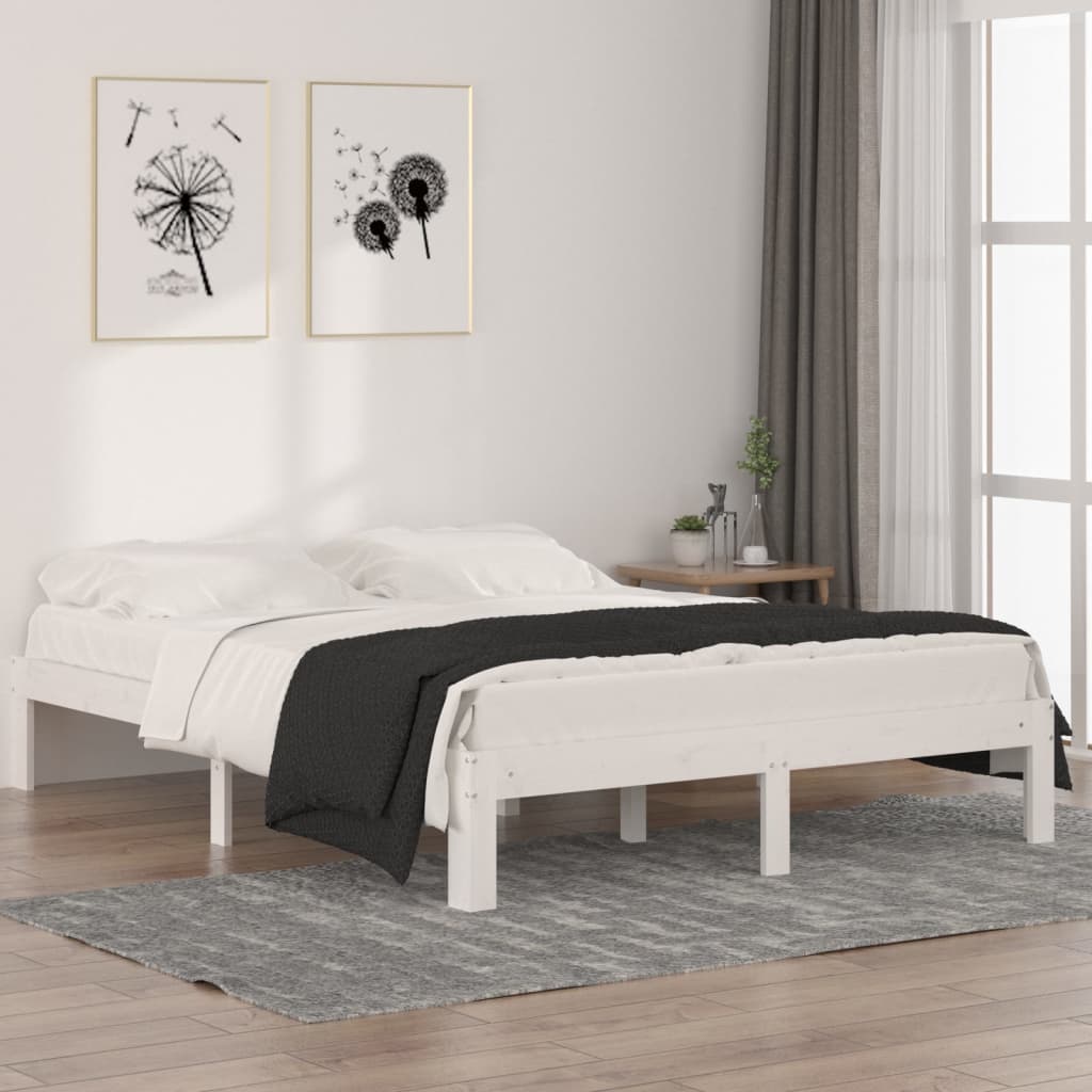 Vetonek Estructura cama doble sin colchón madera pino blanco 140x190 cm