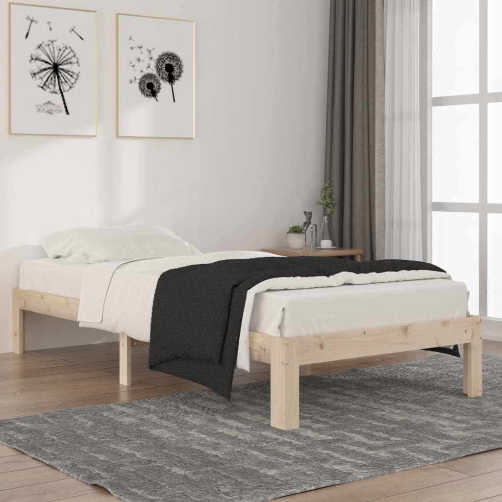 Vetonek Estructura de cama sin colchón madera maciza de pino 90x200 cm