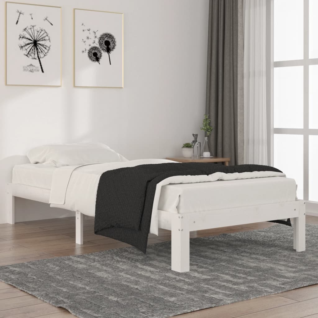 Vetonek Estructura de cama sin colchón madera de pino blanca 90x200 cm