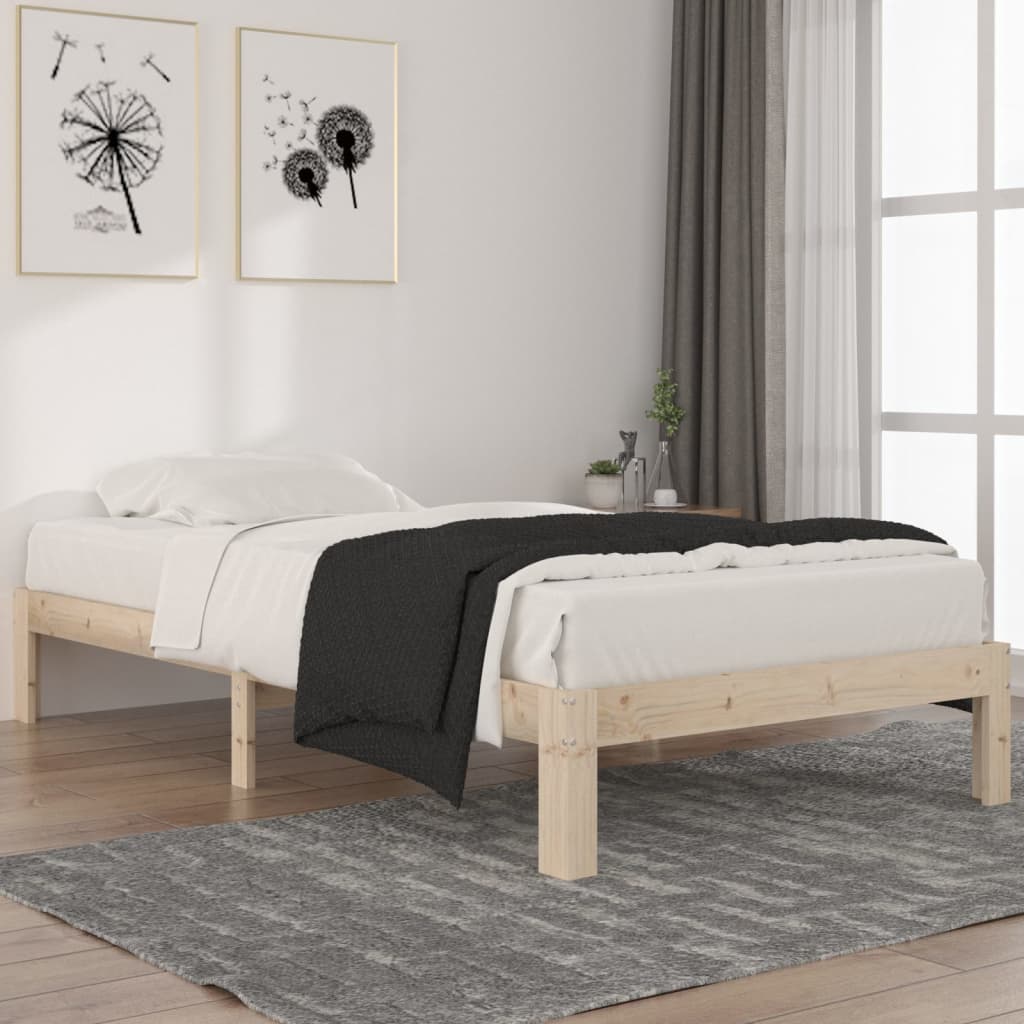 Vetonek Estructura de cama sin colchón madera maciza de pino 100x200 cm