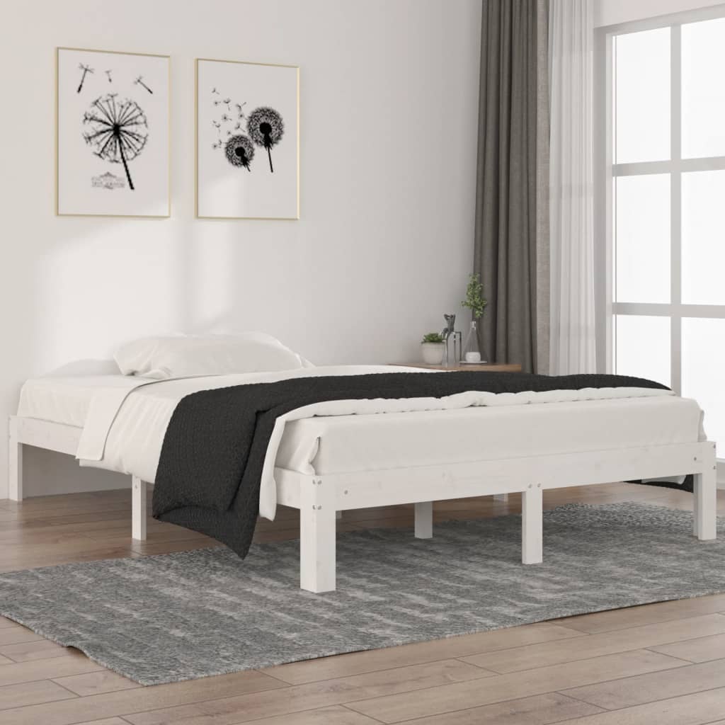 Vetonek Estructura de cama sin colchón madera pino blanco 140x200 cm