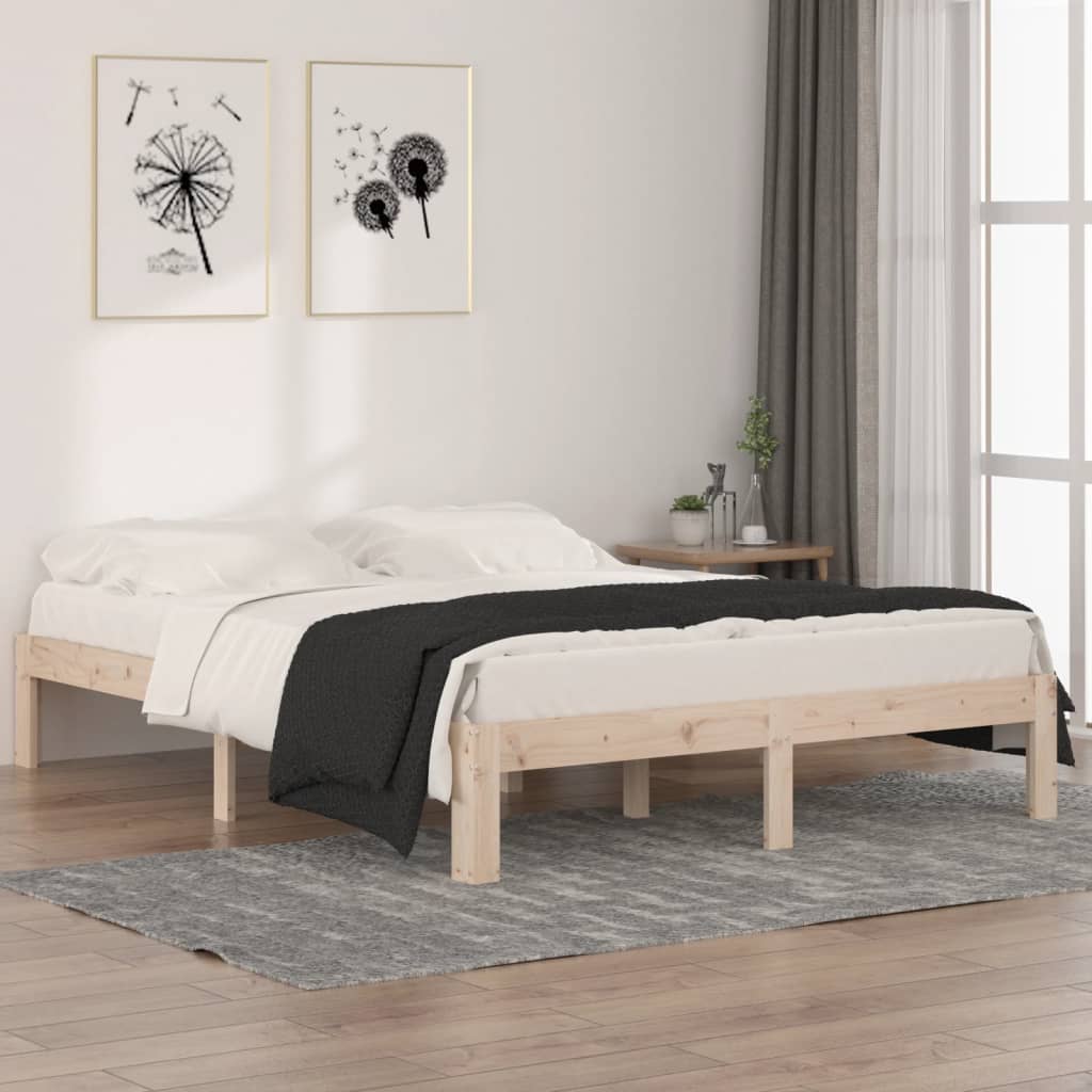 Vetonek Estructura de cama doble sin colchón madera maciza 150x200 cm