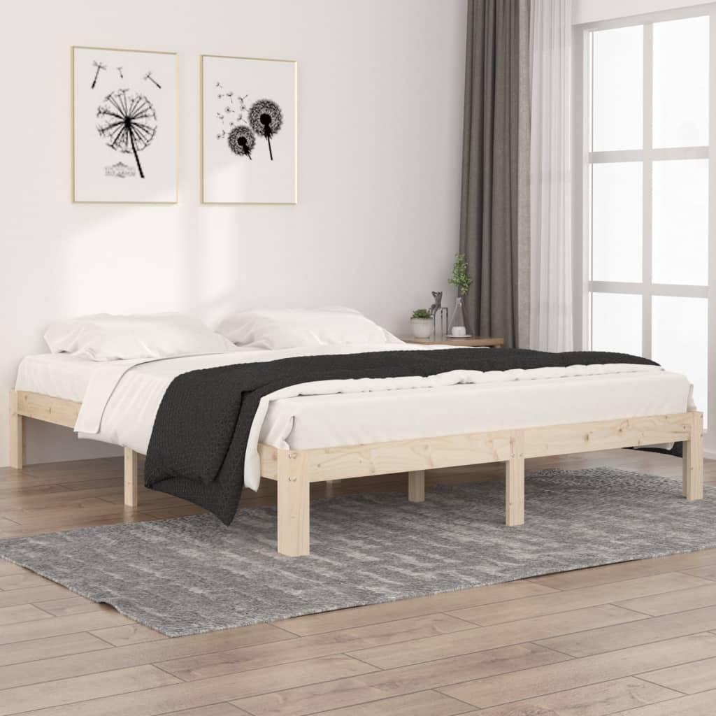 Vetonek Estructura de cama sin colchón madera maciza de pino 160x200 cm