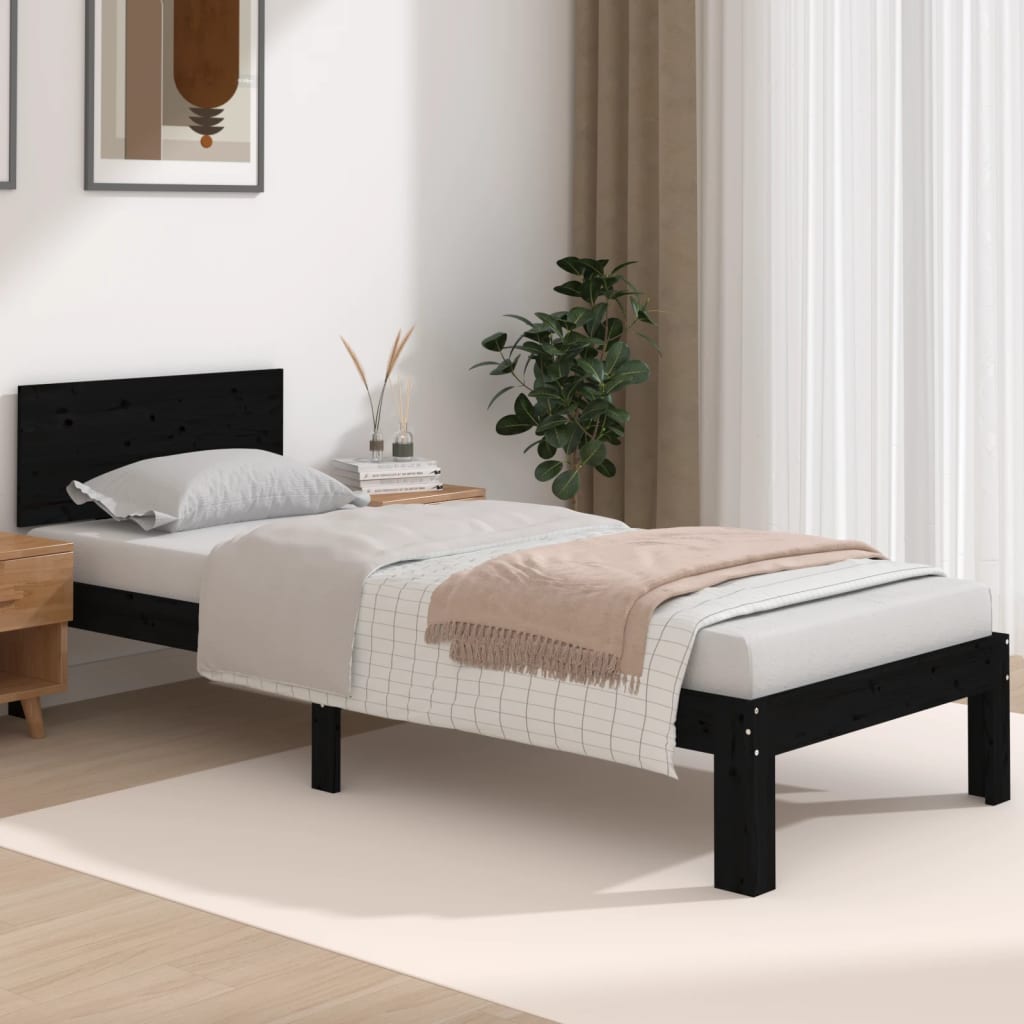 Vetonek Estructura de cama individual sin colchón negro 75x190 cm