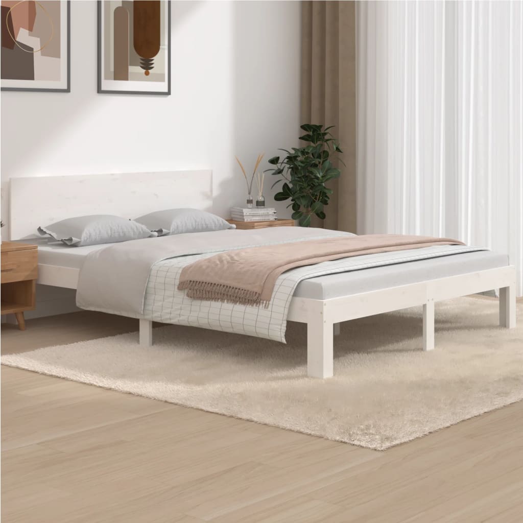 Vetonek Estructura cama doble sin colchón madera pino blanco 140x190 cm