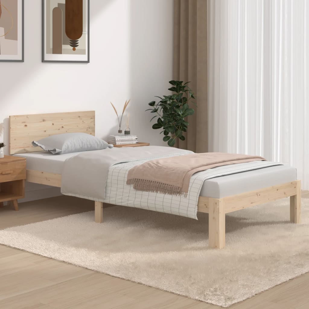 Vetonek Estructura de cama sin colchón madera maciza de pino 90x200 cm