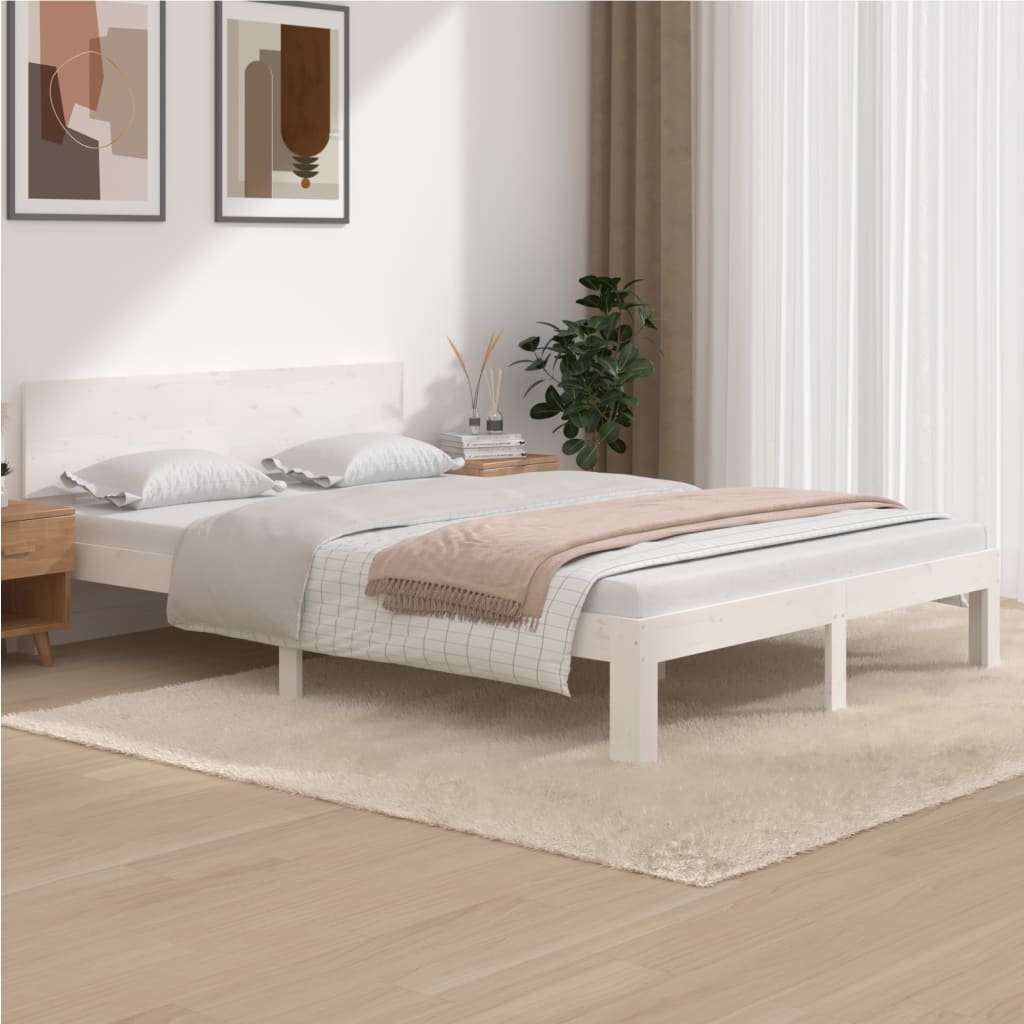 Vetonek Estructura de cama sin colchón madera pino blanco 140x200 cm