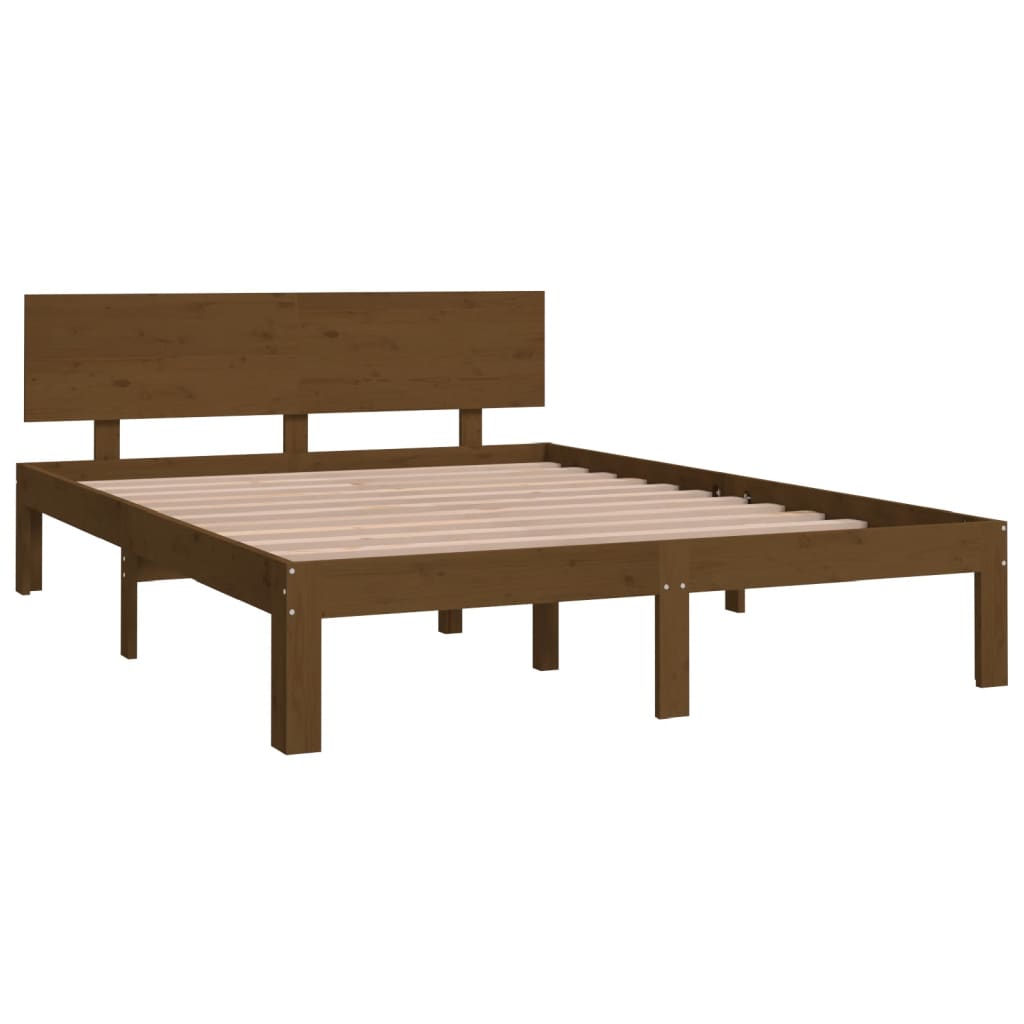 Estructura de cama madera maciza King marrón miel 150x200 cm