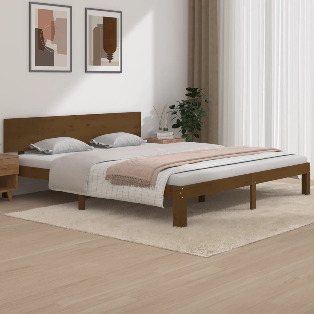 Vetonek Estructura cama madera maciza marrón miel Super King 180x200 cm