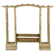 Pergola de jardin avec banc et jardinières en bois de pin imprégné v0302 - Vetonek
