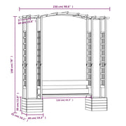 Pergola de jardin avec banc et jardinières en bois de pin imprégné v0302 - Vetonek