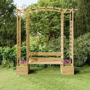 Pergola de jardin avec banc et jardinières en bois de pin imprégné v0302 Vetonek