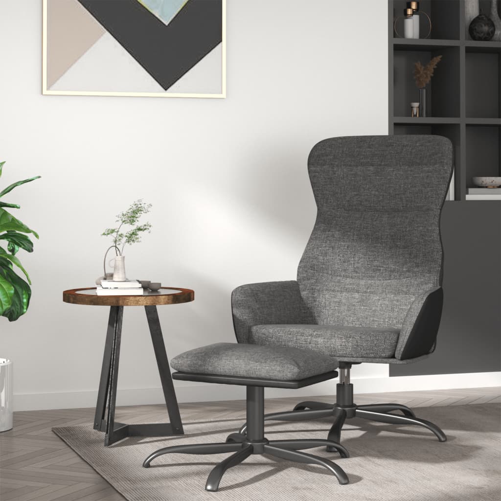 Vetonek Sillón de relax con reposapiés tela gris claro