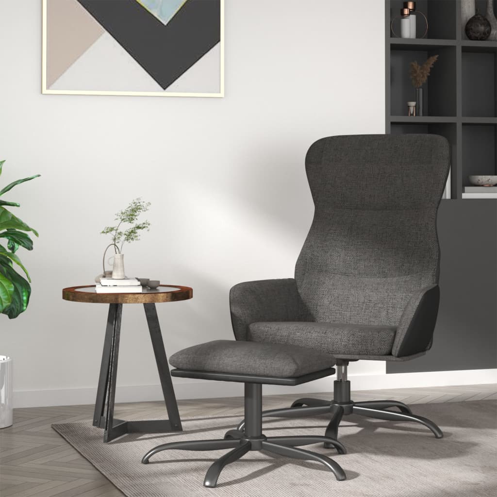 Vetonek Sillón de relax con reposapiés de tela gris oscuro