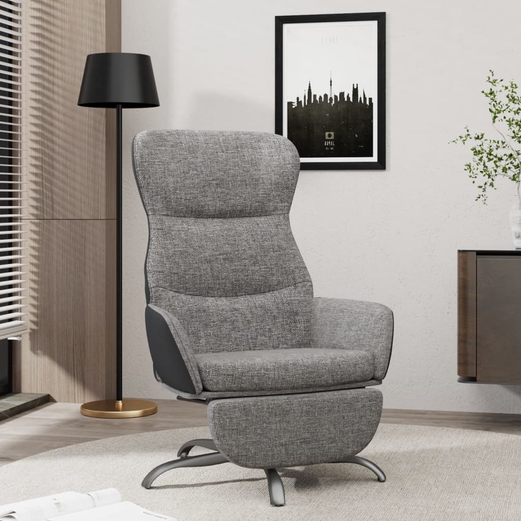 Vetonek Sillón de relax con reposapiés tela gris claro