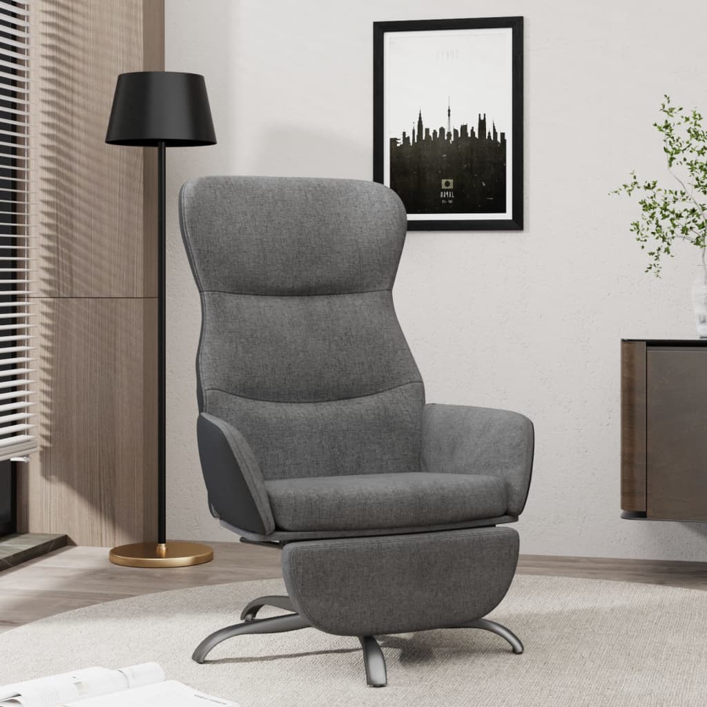 Vetonek Sillón de relax con reposapiés tela gris oscuro