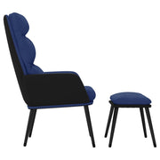 Sillón de relax con taburete de tela y cuero sintético azul V2610 Vetonek