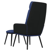 Sillón de relax con taburete de tela y cuero sintético azul V2610 Vetonek