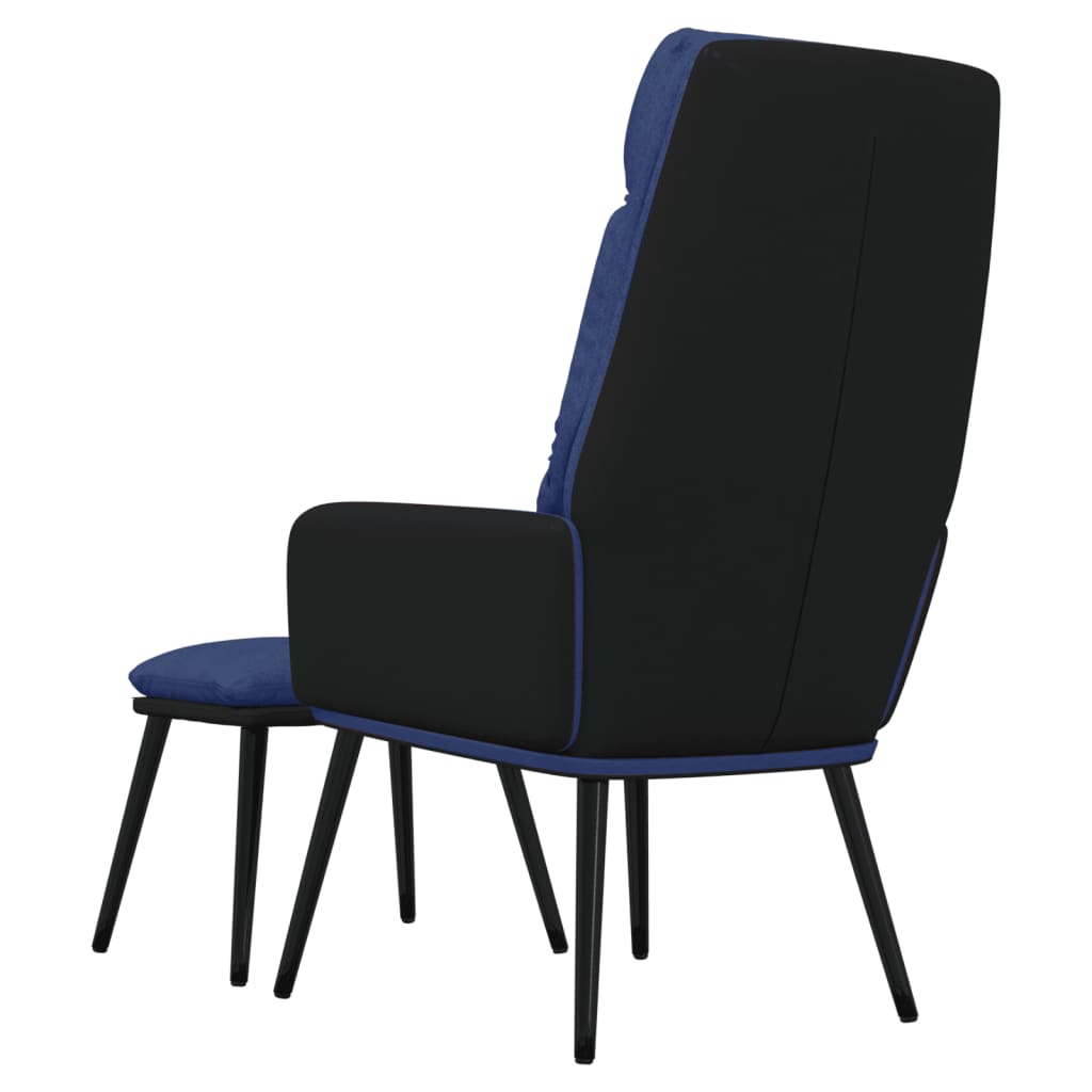 Sillón de relax con taburete de tela y cuero sintético azul V2610 Vetonek
