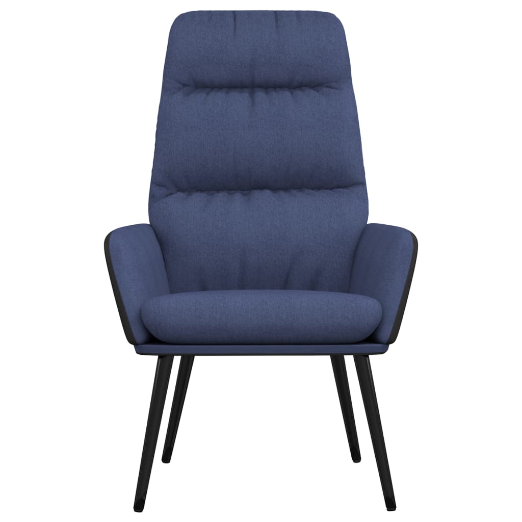 Sillón de relax con taburete de tela y cuero sintético azul V2610 Vetonek