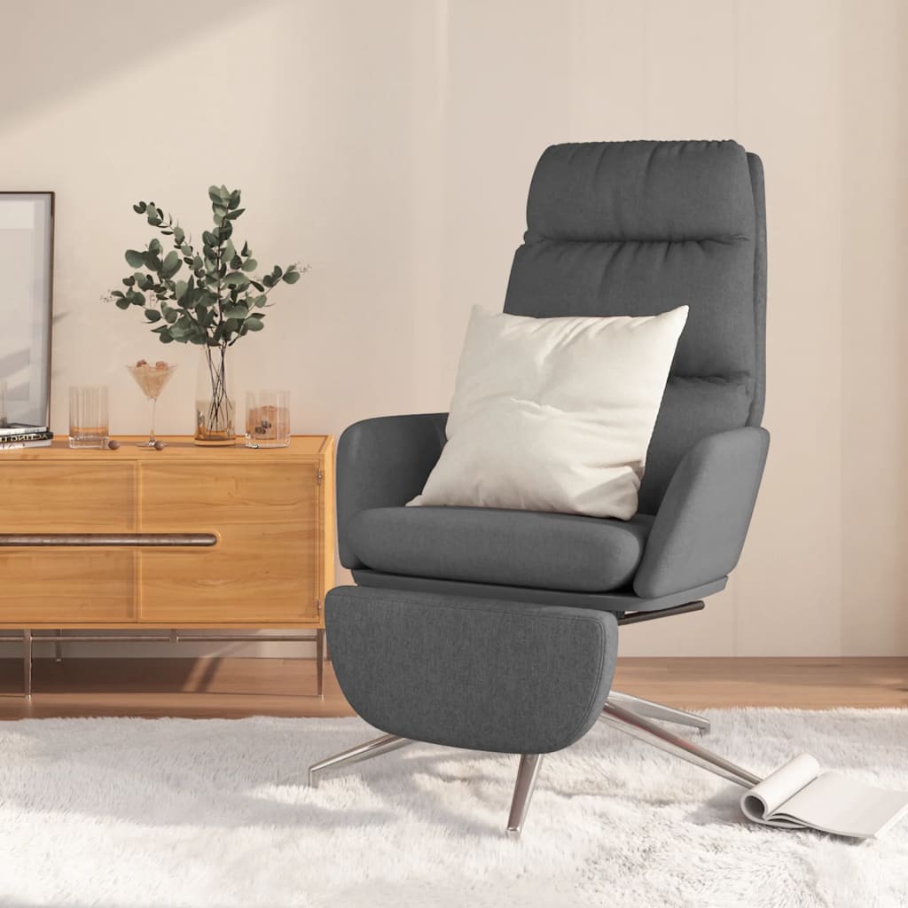 Vetonek Sillón de relax con reposapiés tela gris oscuro