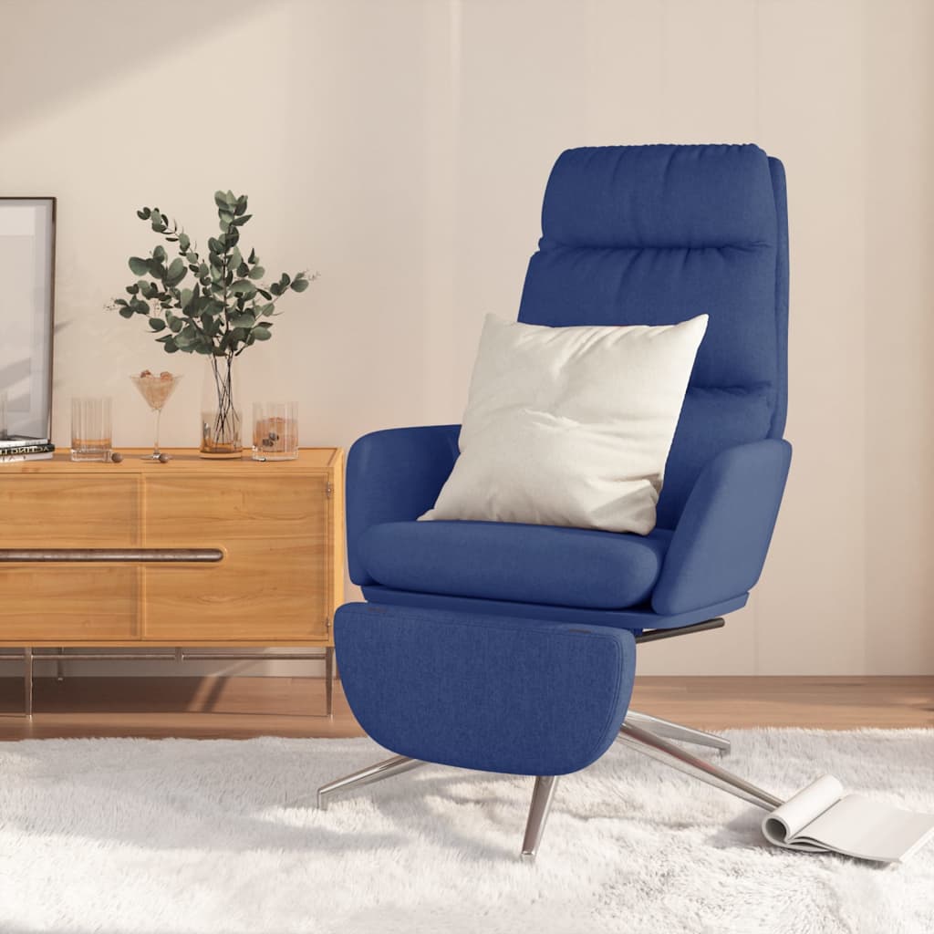 Vetonek Sillón de relax con reposapiés tela azul