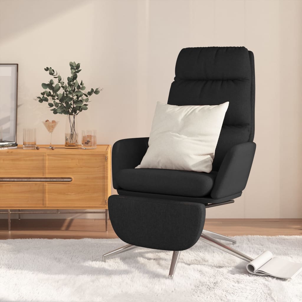 Vetonek Sillón de relax con reposapiés tela negro