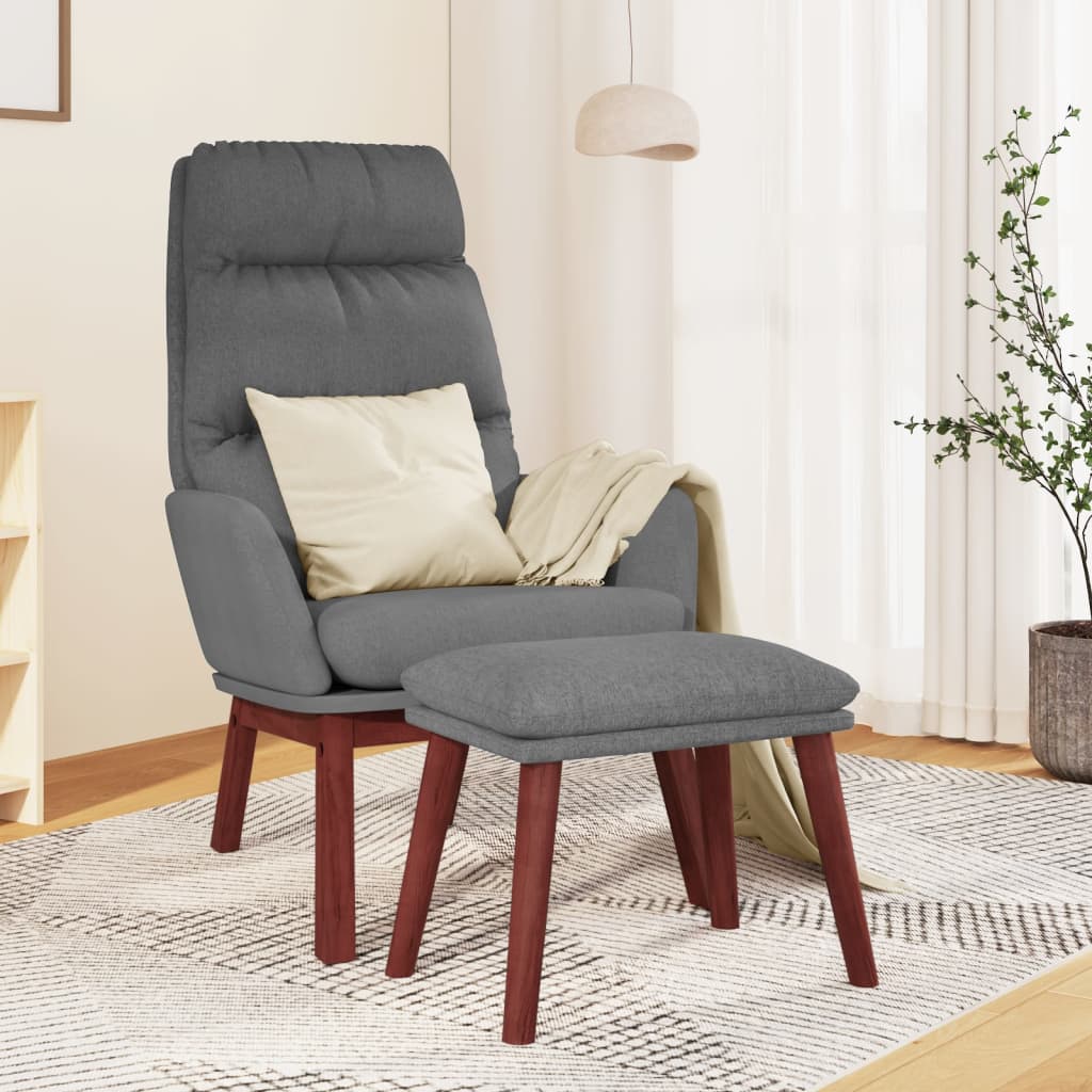 Vetonek Sillón de relax con taburete tela gris claro