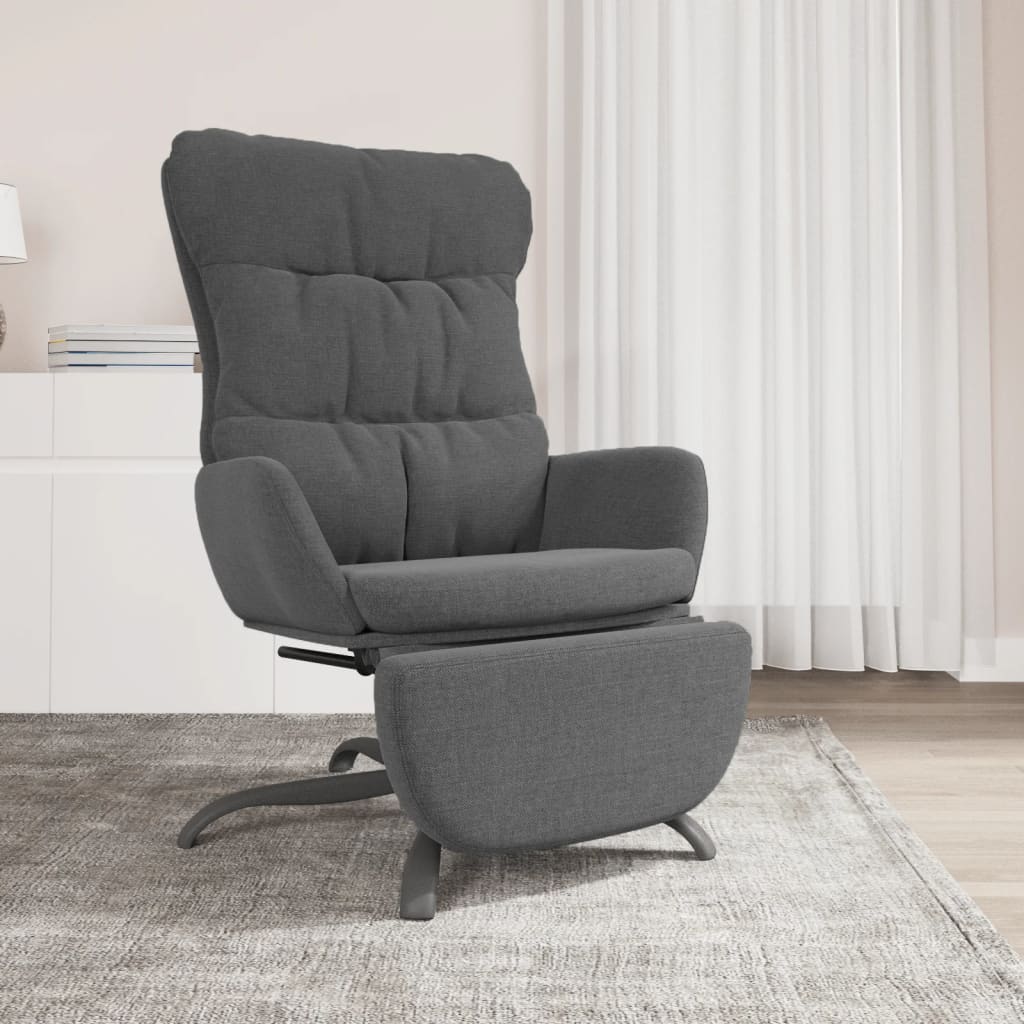 Vetonek Sillón de relax con reposapiés tela gris claro