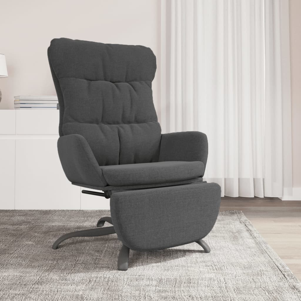 Vetonek Sillón de relax con reposapiés tela gris oscuro