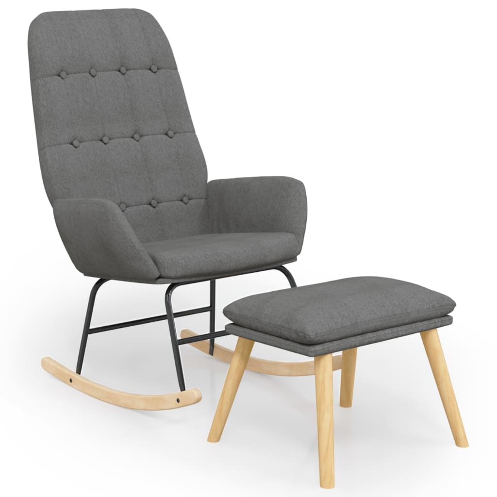 Vetonek Rocking chair with stool light gray fabric