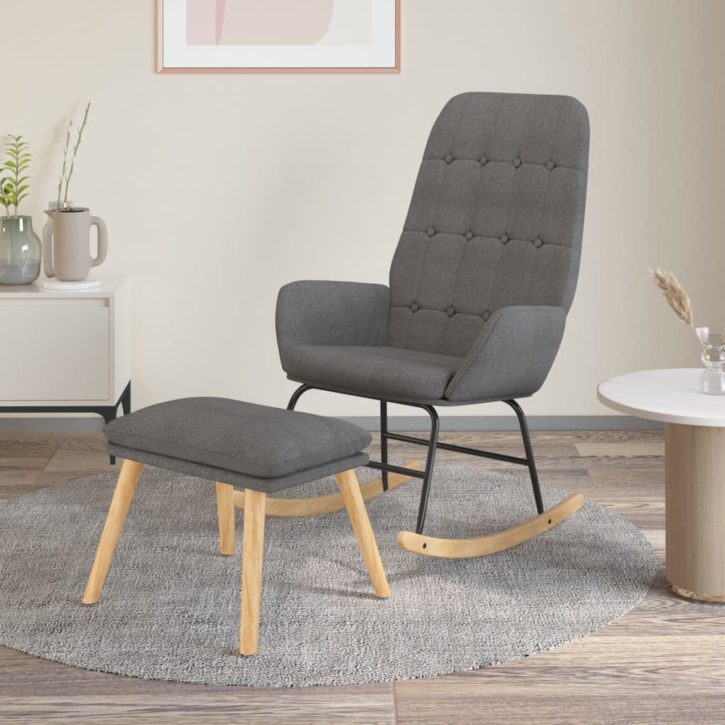 Rocking armchair with stool light gray fabric v4553 Vetonek