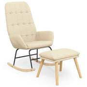 Vetonek Rocking chair with stool cream fabric