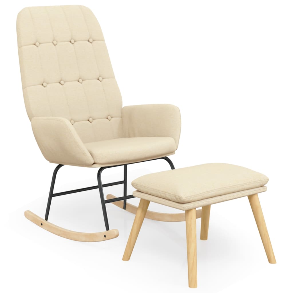 Vetonek Rocking chair with stool cream fabric