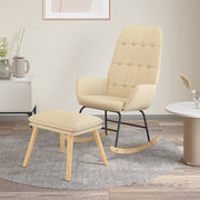 Rocking chair with stool cream fabric v4577 Vetonek