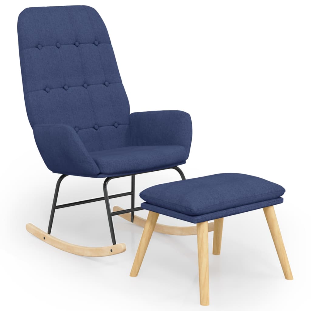 Vetonek Rocking chair with stool blue fabric