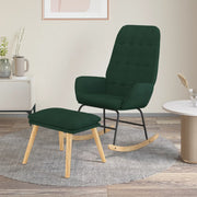 Rocking chair with stool dark green fabric v4607 Vetonek