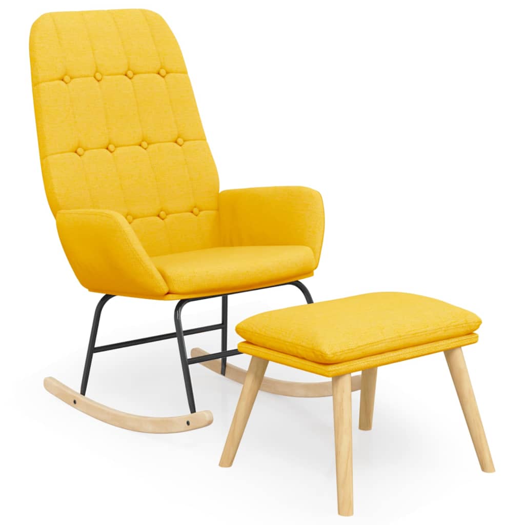 Vetonek Rocking chair with stool mustard yellow fabric