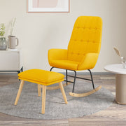 Rocking chair with stool mustard yellow fabric v4621 Vetonek