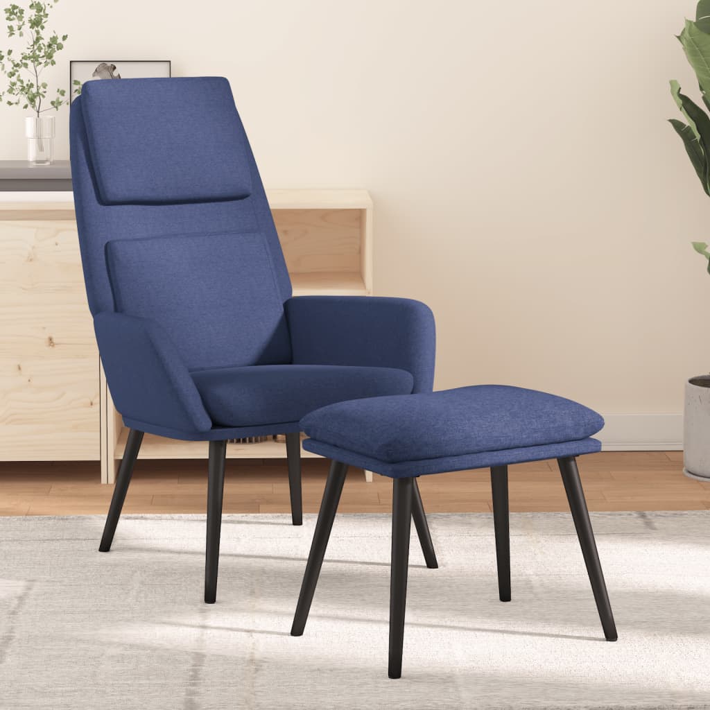 Vetonek Sillón de relax con reposapiés tela azul