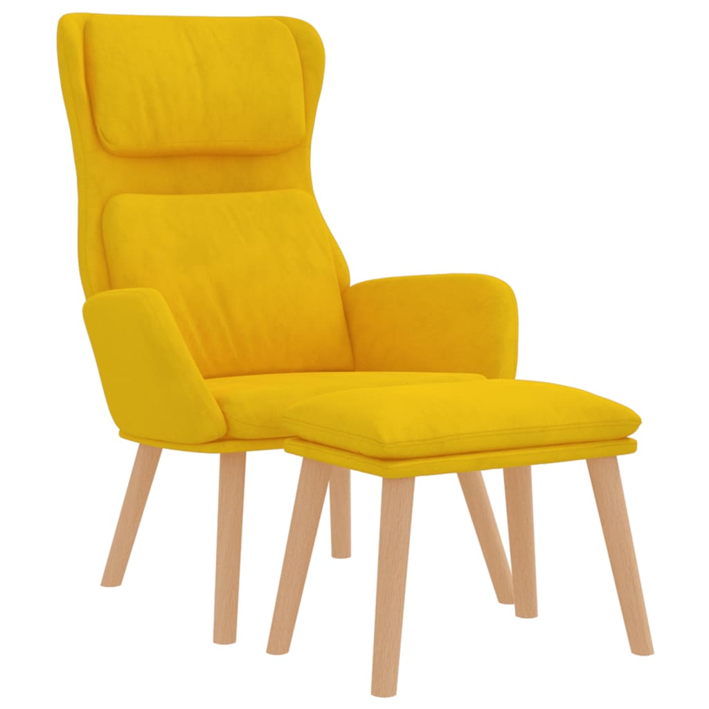 Sillón de relax con taburete terciopelo amarillo mostaza