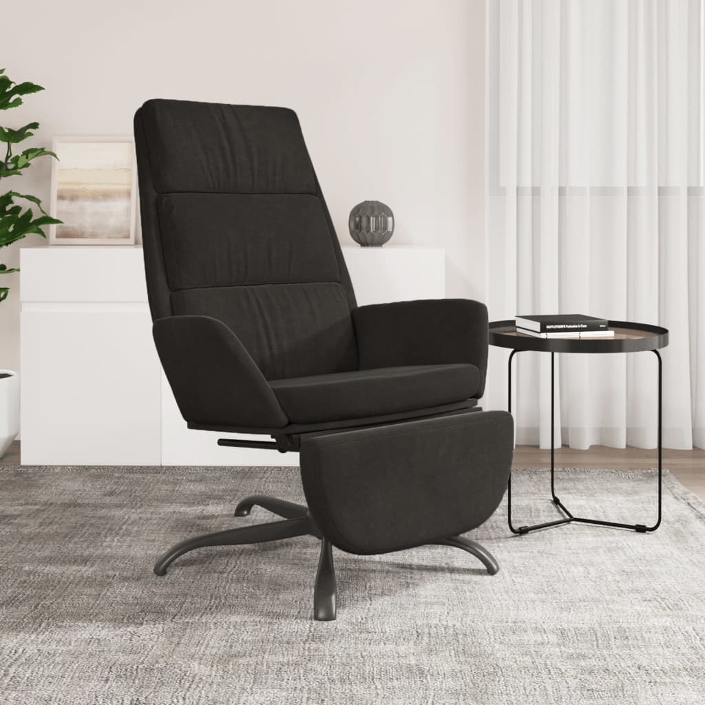 Vetonek Sillón de relax con reposapiés terciopelo negro