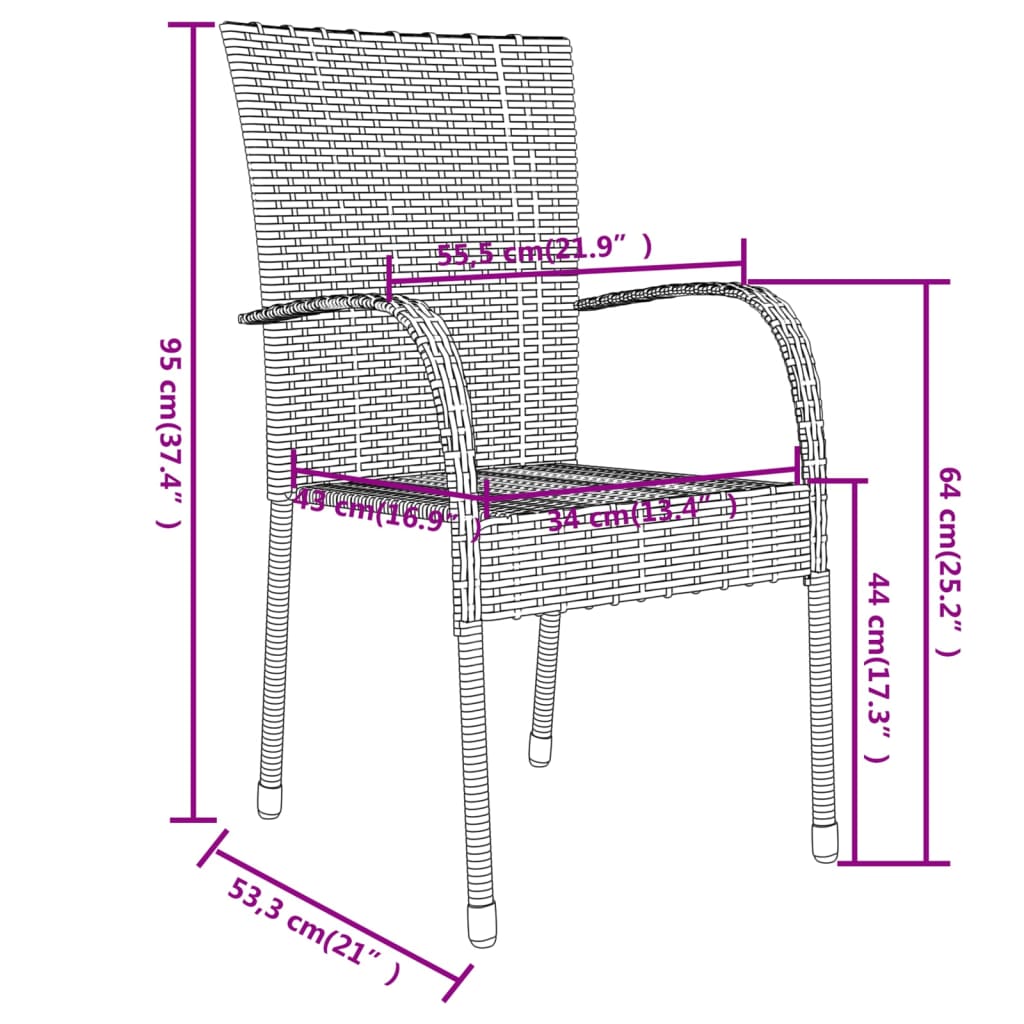 Juego de comedor para jardín 3 piezas ratán sintético gris