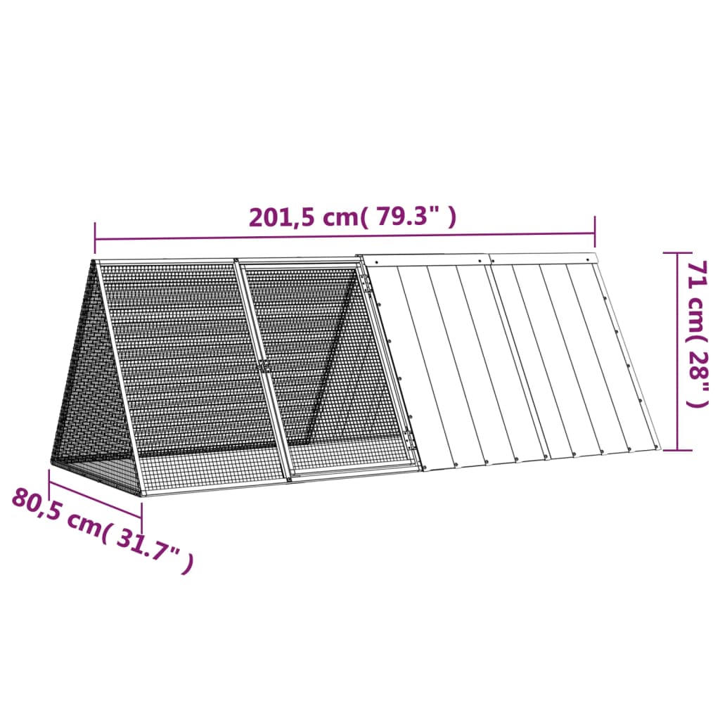 Jaula para conejos acero galvanizado gris 201,5x80,5x71 cm vidaXL