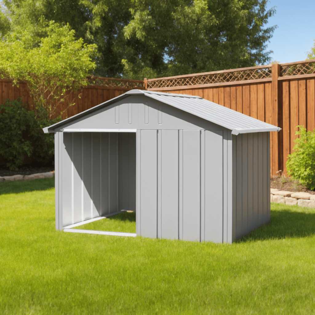 Casa para perros acero galvanizado gris 116,5x153x81,5 cm