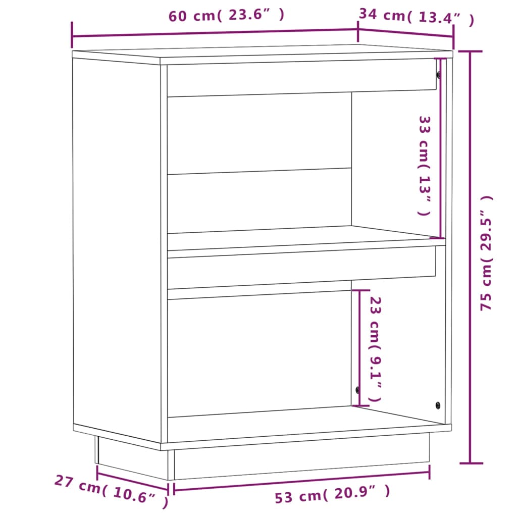 Mesa consola de madera maciza de pino 60x34x75 cm vidaXL