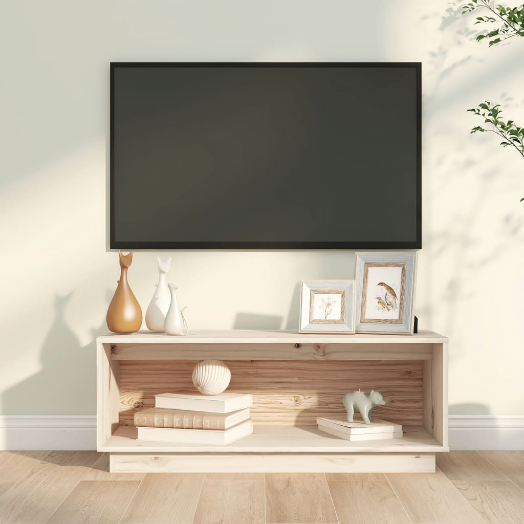 Vetonek Mueble de TV de madera maciza de pino 90x35x35 cm