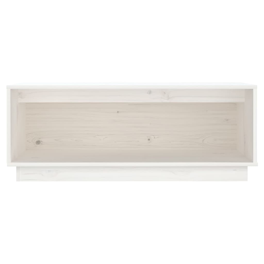 Mueble de TV de madera maciza de pino blanco 90x35x35 cm