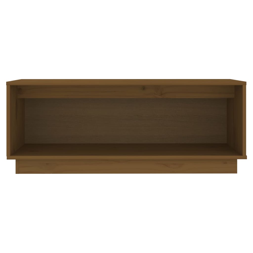 TV furniture solid wood of brown pine honey 90x35x35 cm