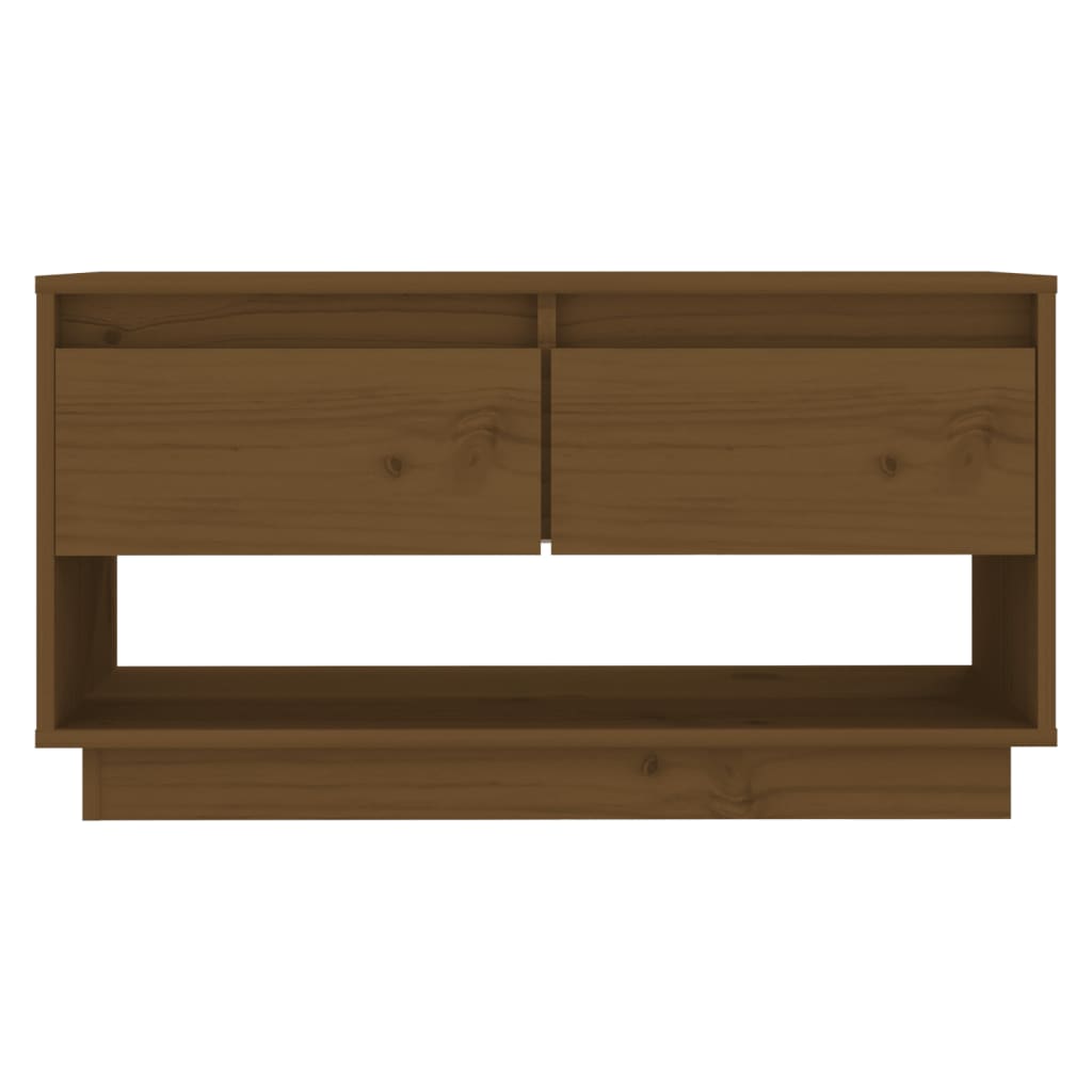 TV furniture solid wood of brown pine honey 74x34x40 cm